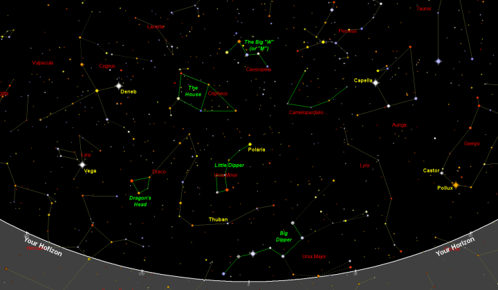 Night Sky Map for December 2024 Rotation of the Stars Almanac